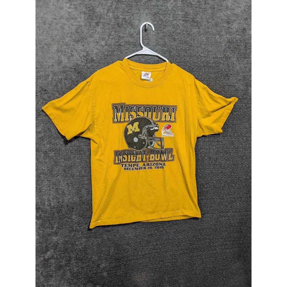 Missouri Tigers Insight Bowl 2010 T-Shirt Artex Mens L Yellow NCAA Football Tee